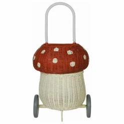 Sale Panier à roulettes en rotin Champignon | Enfant Rangements|Patères, Paniers Enfant