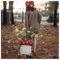 Sale Panier à roulettes en rotin Champignon | Enfant Rangements|Patères, Paniers Enfant