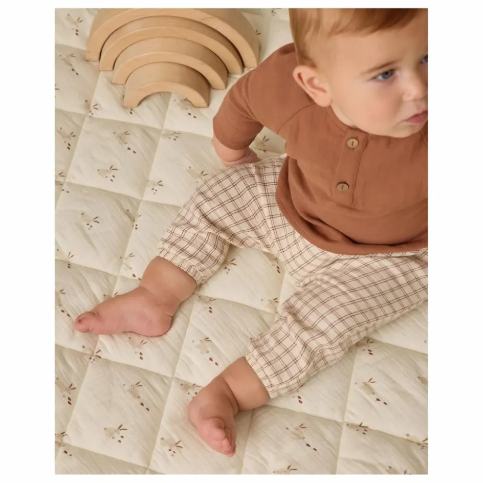 Quincy Mae Pantalon à Carreaux Gaze de Coton Bio | Marron