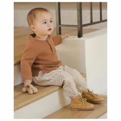 Quincy Mae Pantalon à Carreaux Gaze de Coton Bio | Marron