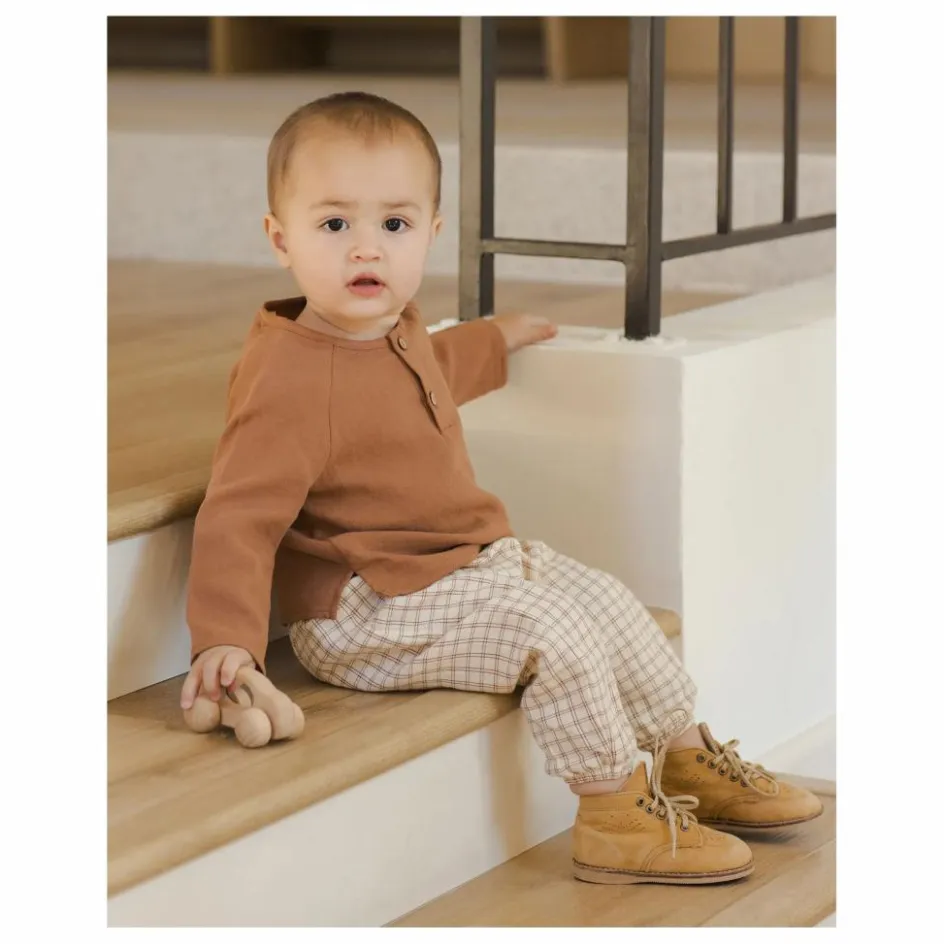 Quincy Mae Pantalon à Carreaux Gaze de Coton Bio | Marron