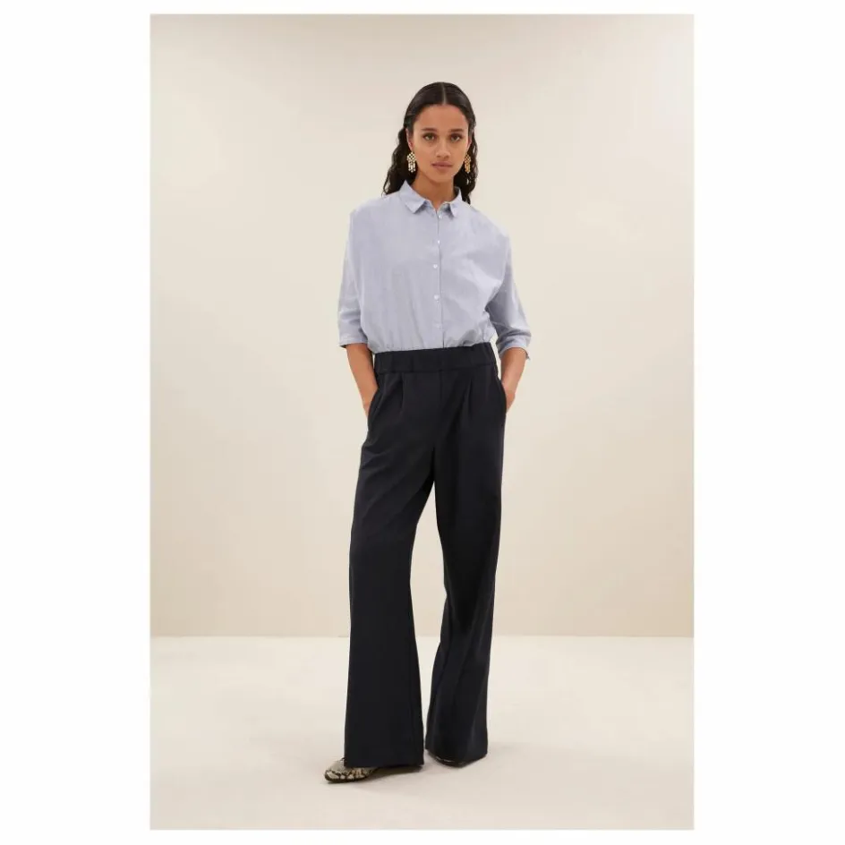 Hot By Bar Pantalon Benji Rayé | Bleu foncé