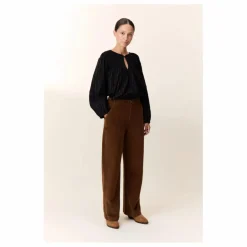 Discount Leon & Harper Pantalon Pamira Velours Côtelé Coton Bio | Marron