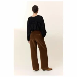 Discount Leon & Harper Pantalon Pamira Velours Côtelé Coton Bio | Marron