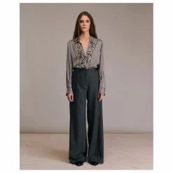 Diega Pantalon Piedro Rayé Laine | Gris