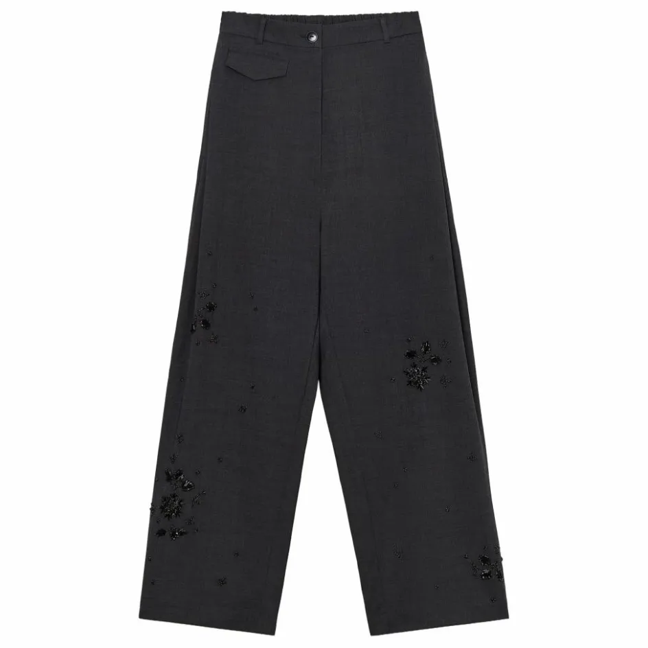 Femme Cordera Pantalons*Pantalon Tailoring Perles Laine Vierge |