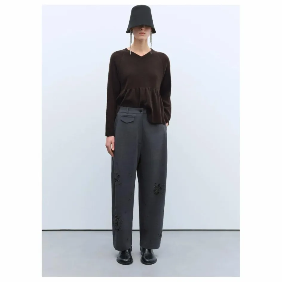 Femme Cordera Pantalons*Pantalon Tailoring Perles Laine Vierge |