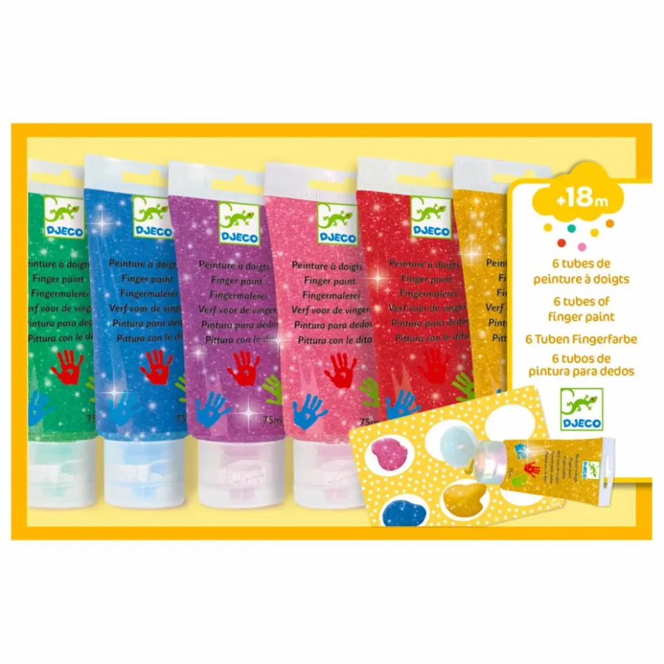 Sale Djeco Peinture à doigts Paillettes - Set de 6 Multicolore