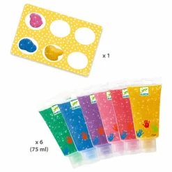 Sale Djeco Peinture à doigts Paillettes - Set de 6 Multicolore