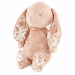 Hot Tartine et Chocolat Peluche Augustin le lapin Toile de Jouy | Rose pêche