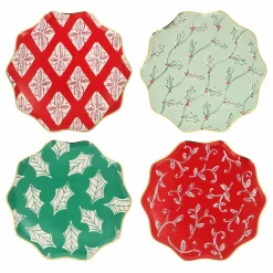 Best Petites assiettes de Noël motifs Block Print - set de 8 Enfant Décoration De Fête
