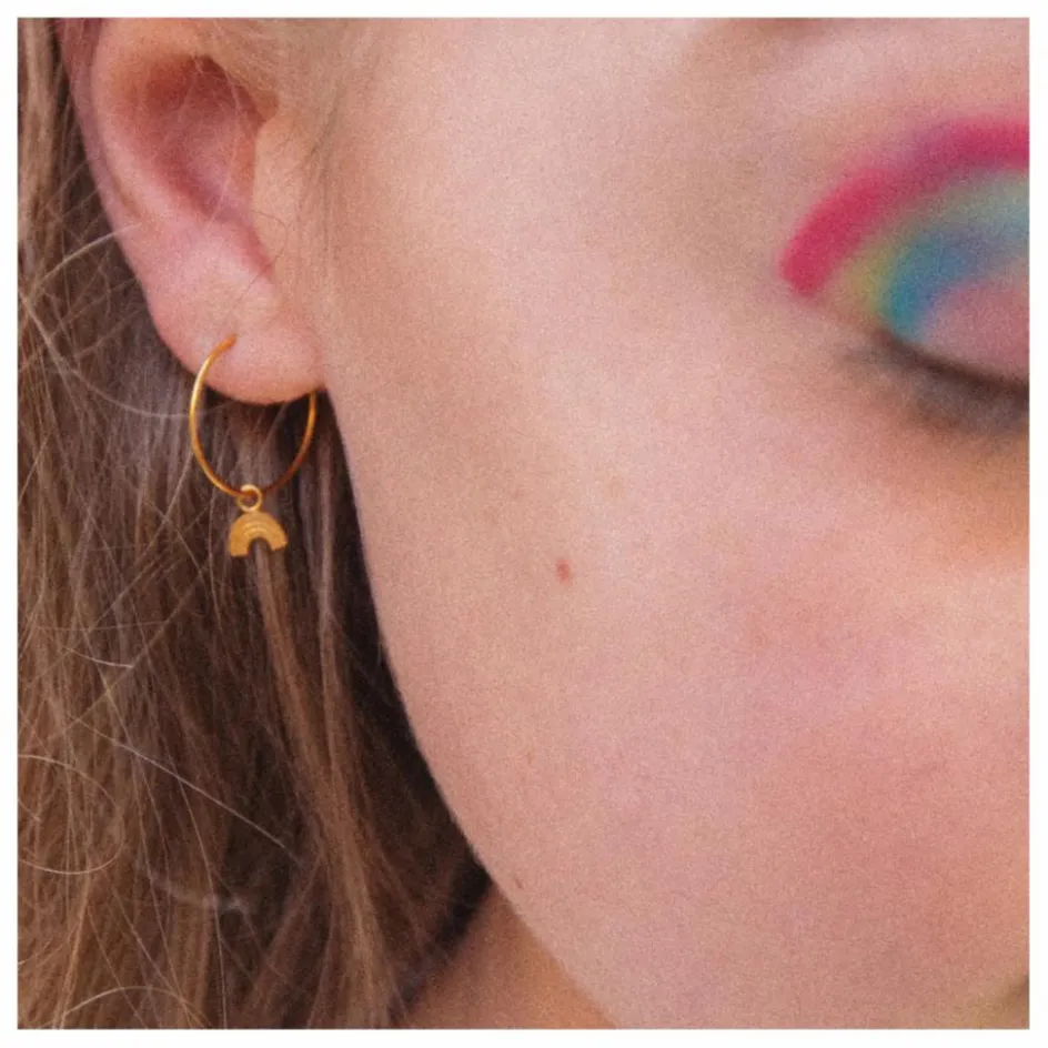 Online Adorabili Petites Créoles Asymétriques Arc en Ciel | Doré