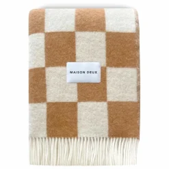 Sale Maison Deux Plaid en laine Damier | Blanc cassé