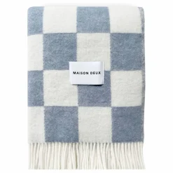 Online Maison Deux Plaid en laine Damier | Bleu