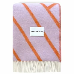 Maison Deux Plaid en laine Lines | Lilas|Enfant Linge De Lit Enfant|Linge De Lit