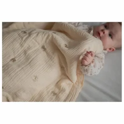 Gentil Coquelicot Plaid matelassé brodé fleurs en gaze de coton| Couvertures Et Plaids|Linge De Lit Bébé