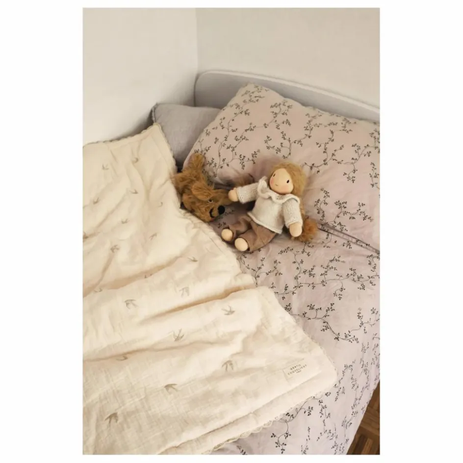 Sale Plaid matelassé brodé hirondelles en gaze de coton Couvertures Et Plaids|Linge De Lit Bébé