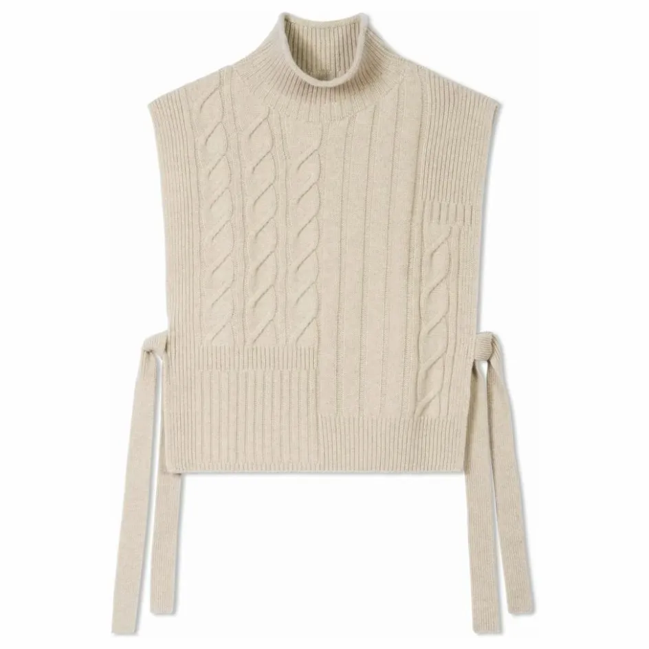Femme Bompard Pulls, Gilets*Plastron Long Ceinturé Torsades et Côtes Cachemire |