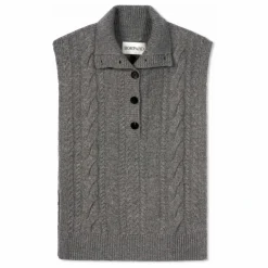 Femme Bompard Pulls, Gilets*Plastron Torsades Boutonné Cachemire |