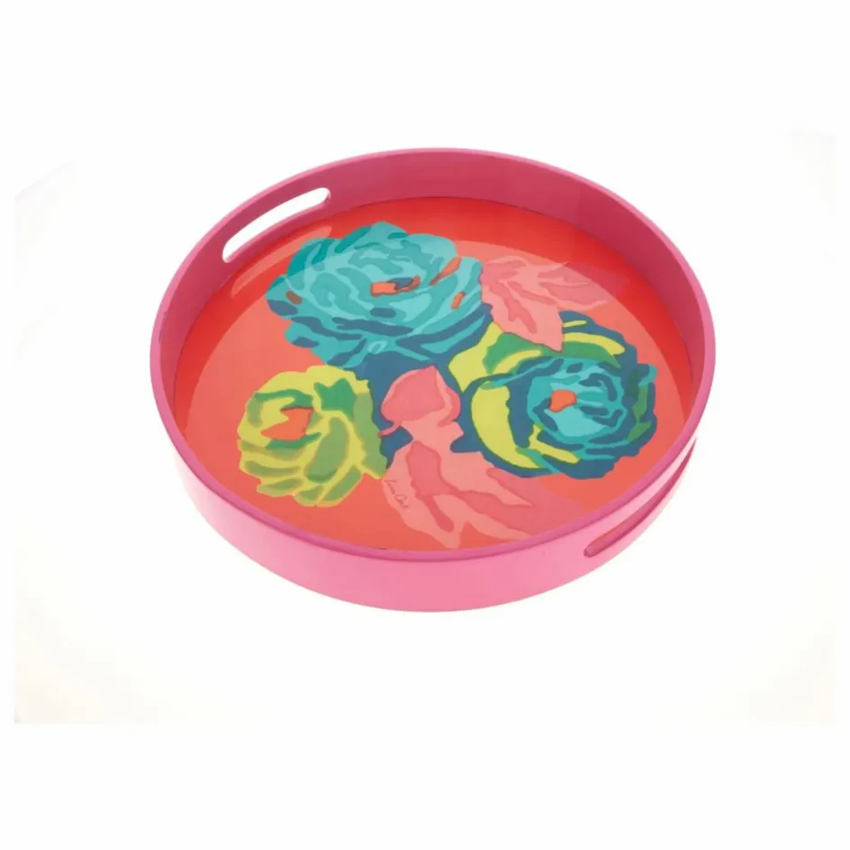 Lisa Corti Art De La Table*Plateau laqué Nizam Flower Geranium |