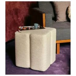 Sale The Socialite Family Pouf Fiori en tissu tramé | Crème