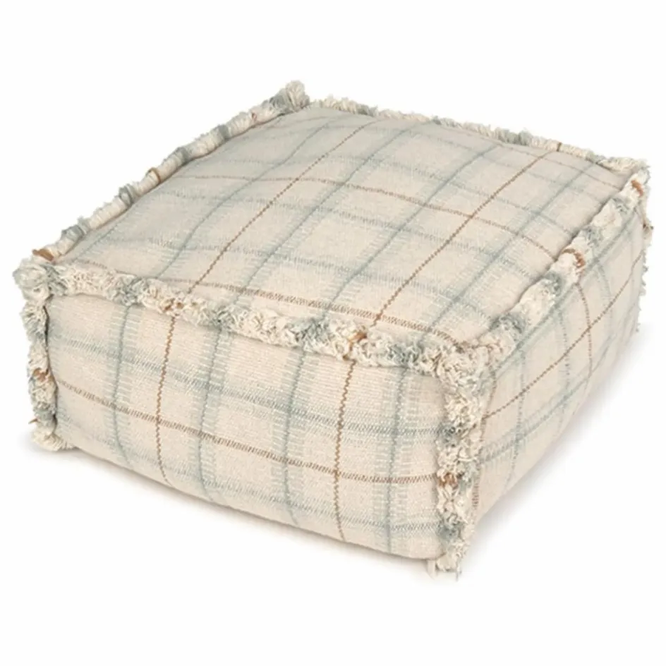 Lorena Canals Pouf Tartan | Bleu Glacier