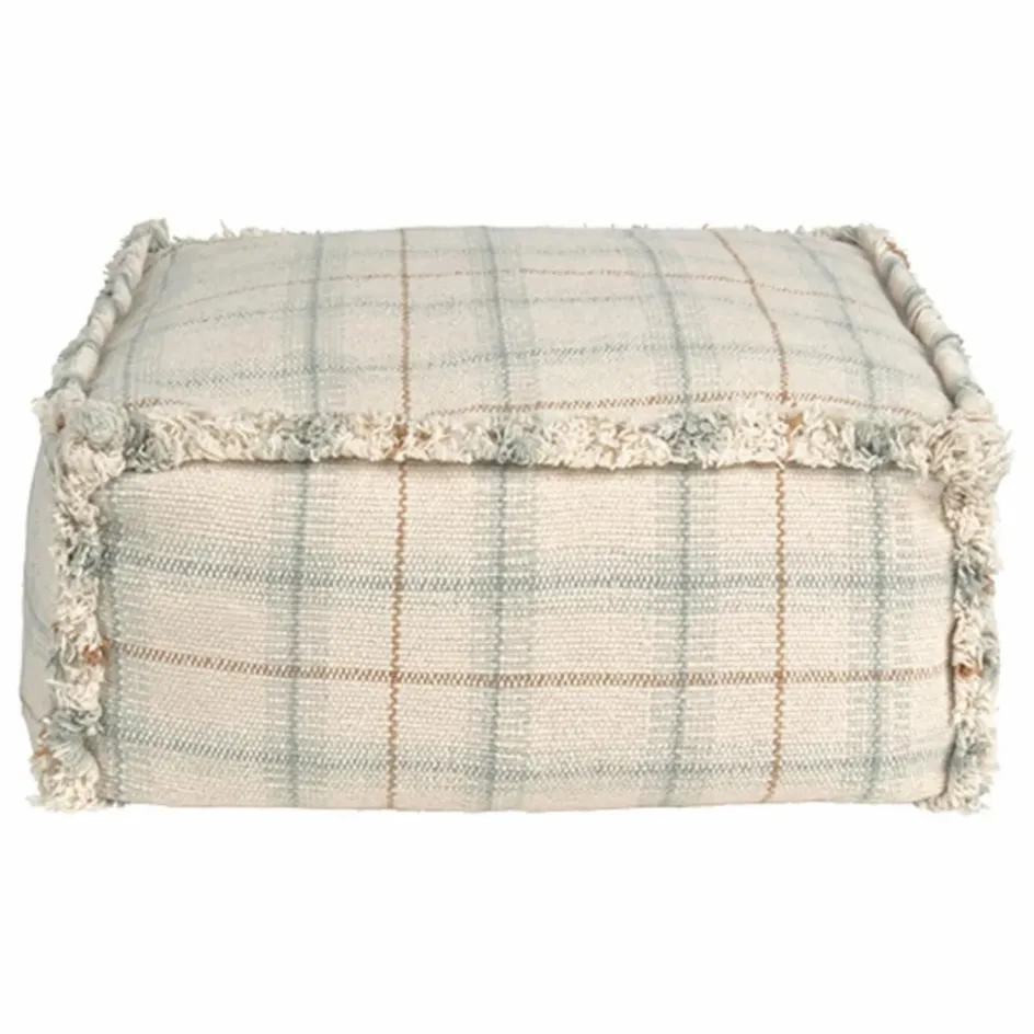 Lorena Canals Pouf Tartan | Bleu Glacier