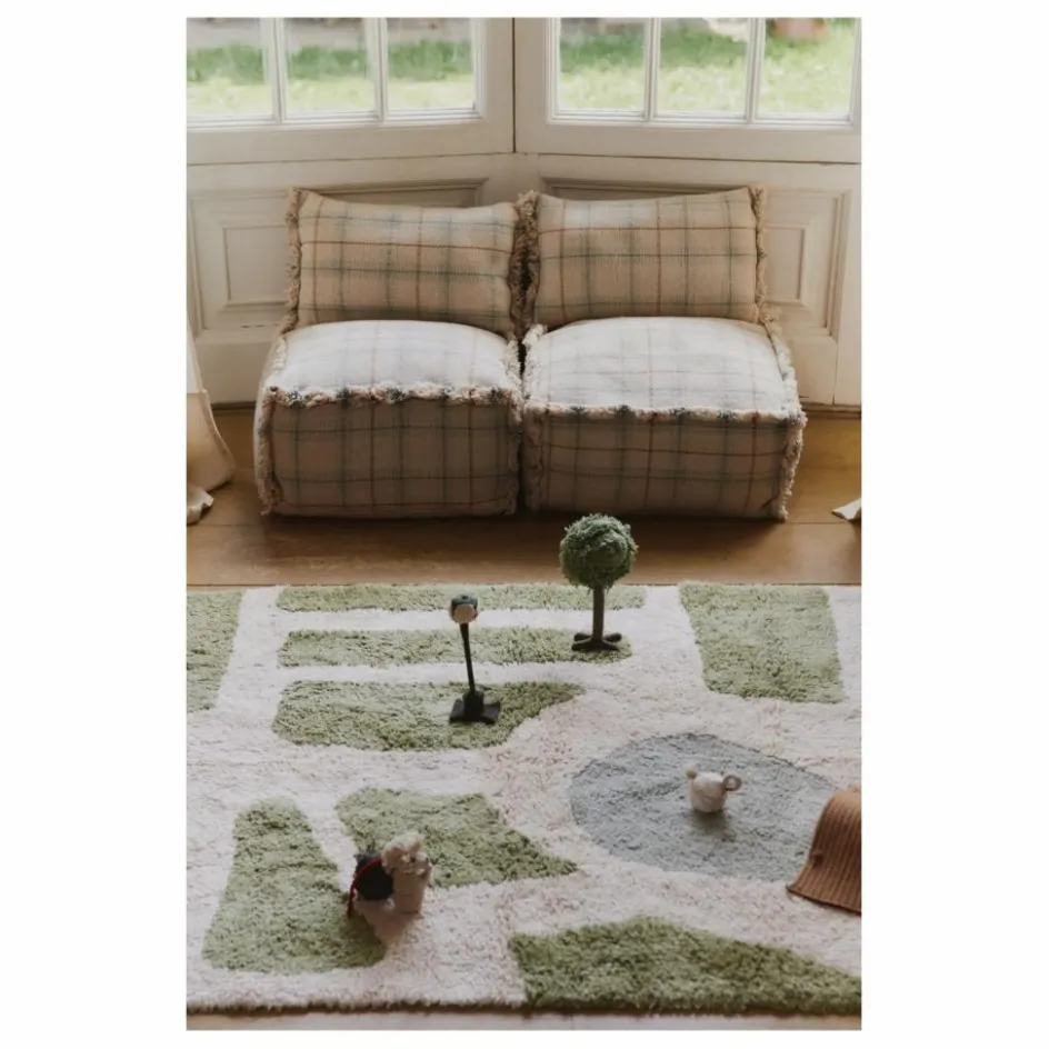 Lorena Canals Pouf Tartan | Bleu Glacier
