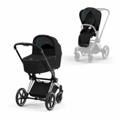 Clearance Cybex Poussette évolutive Priam 2022 châssis chrome | Noir