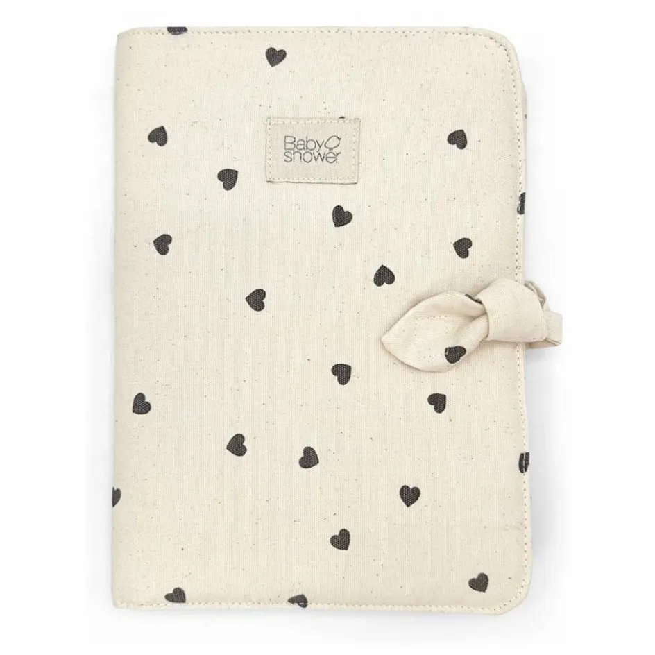 Online Babyshower Protège carnet de santé Cœurs | Blanc