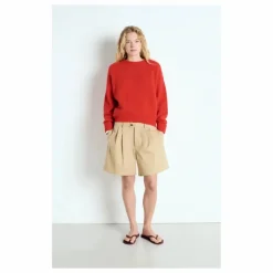 Sale American Vintage Pull Col Bateau Vitow Alpaga et Laine | Rouge