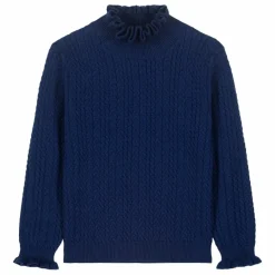 Clearance Louise Misha Pull Col Froncé Java Laine | Bleu marine