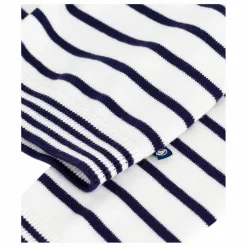 Discount Petit Bateau Pull Col Marin Rayé Coton Bio | Blanc