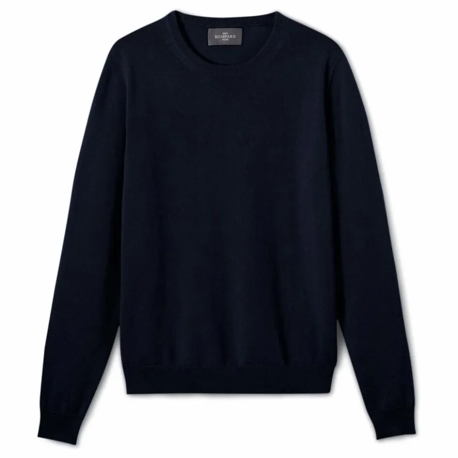 New Bompard Pull Col Rond Classique Cachemire | Bleu marine