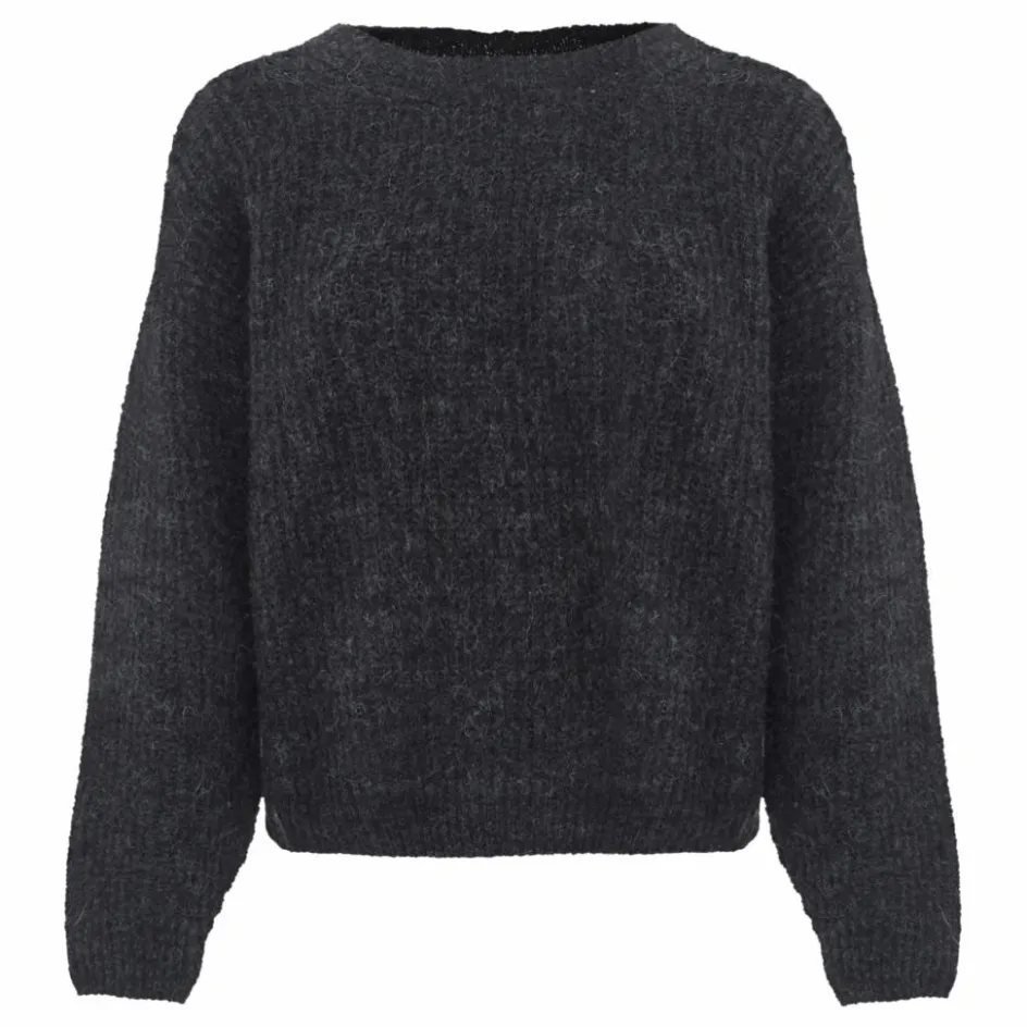 Online American Vintage Pull Col Rond East Alpaga | Gris anthracite chiné