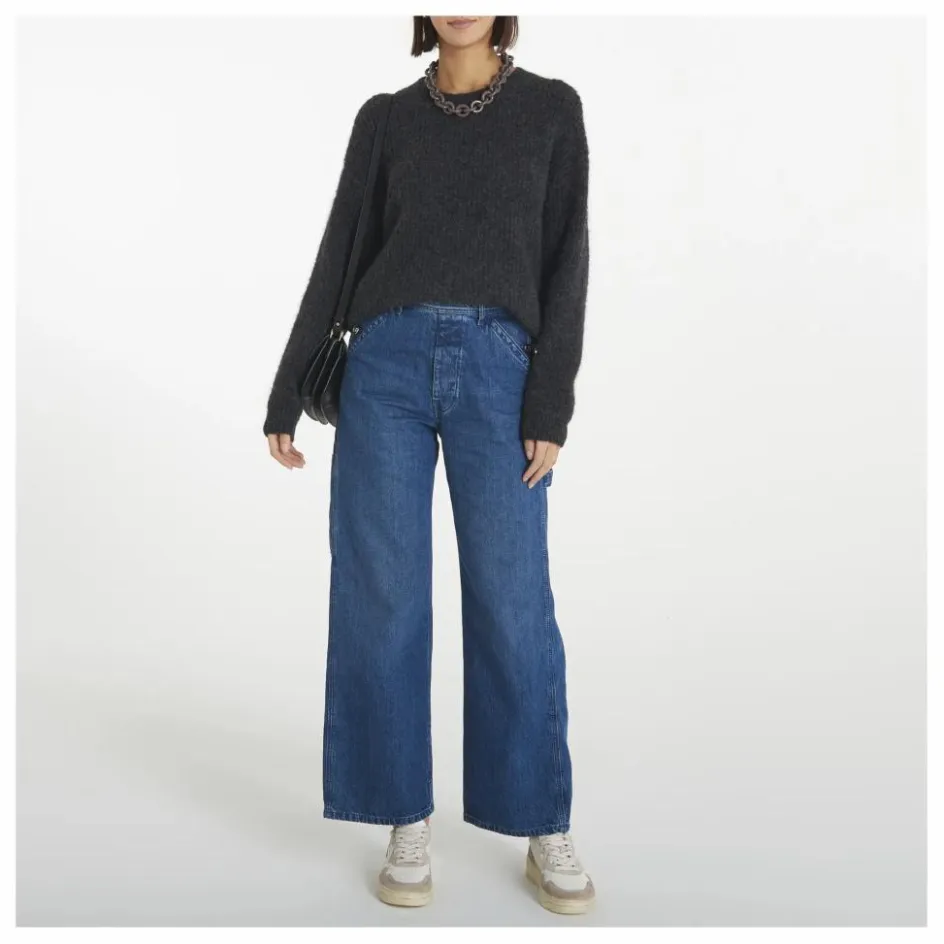 Online American Vintage Pull Col Rond East Alpaga | Gris anthracite chiné