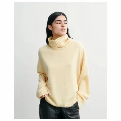 Bompard Pull Col Roulé Oversize Côtes Cachemire | Jaune pâle