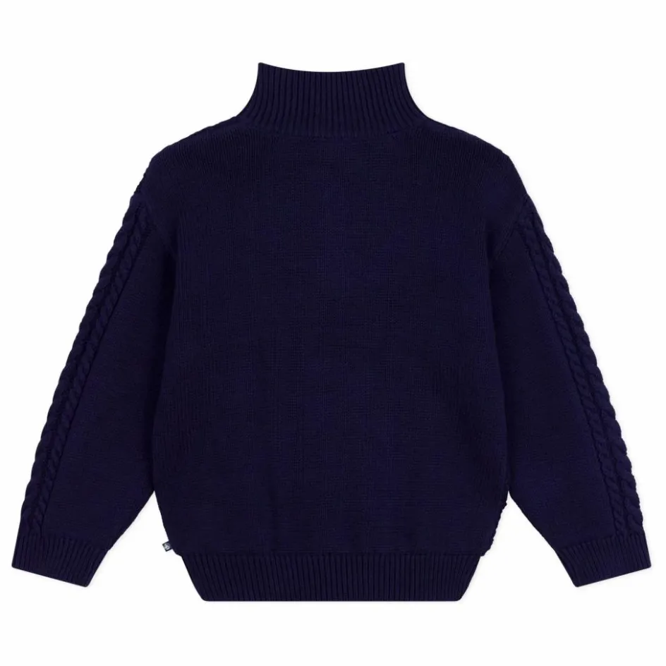 Hot Petit Bateau Pull Maille Torsadée Coton Bio | Bleu marine