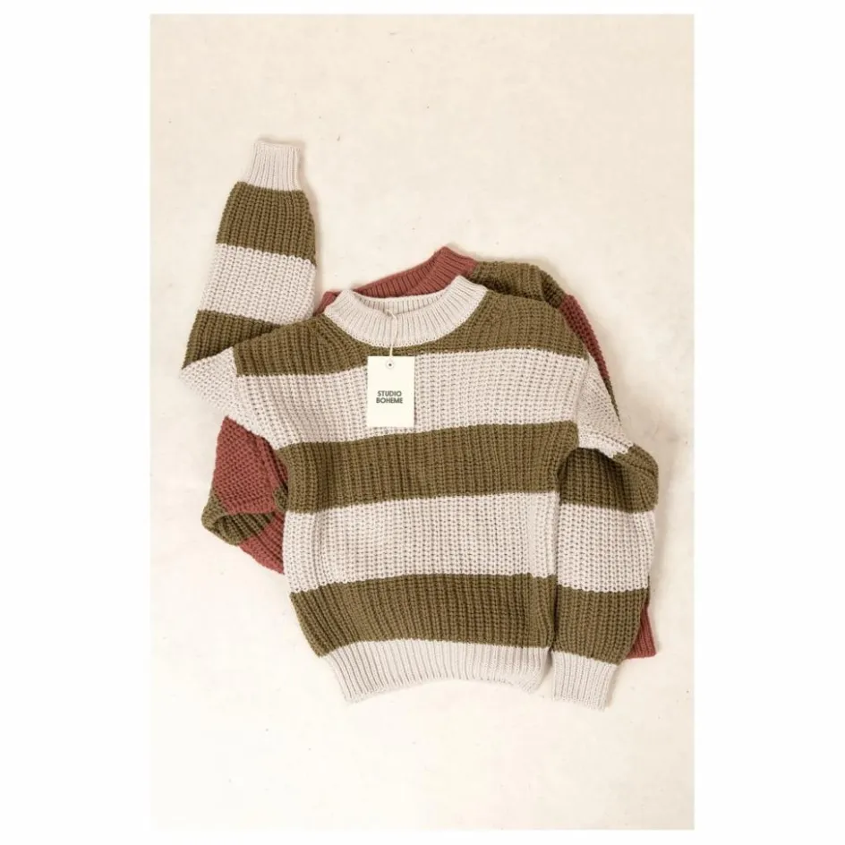Hot Studio Bohème Pull Marcelo Rayé | Olive