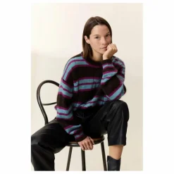 Sale Leon & Harper Pull Moove Rayé Super Kid Mohair | Marron