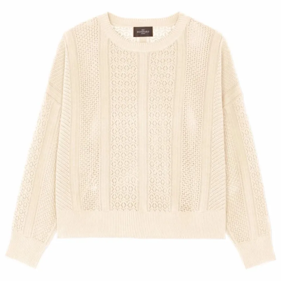 Bompard Pull Oversize Patchwork Pointelle Soie et Cachemire ||Femme Pulls, Gilets