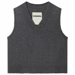 Femme Cordera Pulls, Gilets*Pull Sans Manches Col V Pointelle Laine Mérinos |