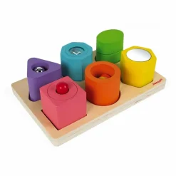 Janod Puzzle 6 cubes sensoriels en bois| Jouets D'Éveil|Jouets D'Éveil