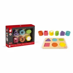 Janod Puzzle 6 cubes sensoriels en bois| Jouets D'Éveil|Jouets D'Éveil