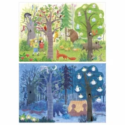 Londji Puzzles|Jeux Éducatifs*Puzzle recto-verso Jour et nuit dans la forêt