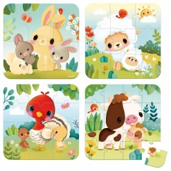 Janod Jouets D'Éveil|Jouets D'Éveil*Puzzles évolutifs Animaux de la ferme - 4 puzzles