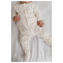 Clearance Rose in April Pyjama à pieds en jersey Amalia Mini-cœurs | Jaune moutarde