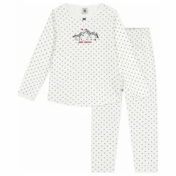 Sale Petit Bateau Pyjama à Pois Zèbres Coton Bio | Blanc