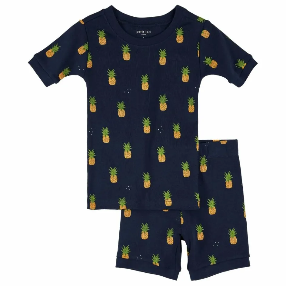 Discount Petit Lem Pyjama Ananas Coton Bio | Bleu nuit