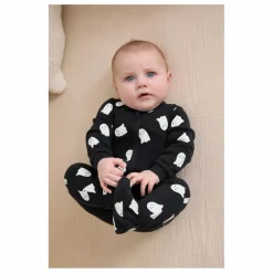 Clearance Petit Lem Pyjama Avec Pieds Fantômes Phosphorescents Coton Bio | Noir